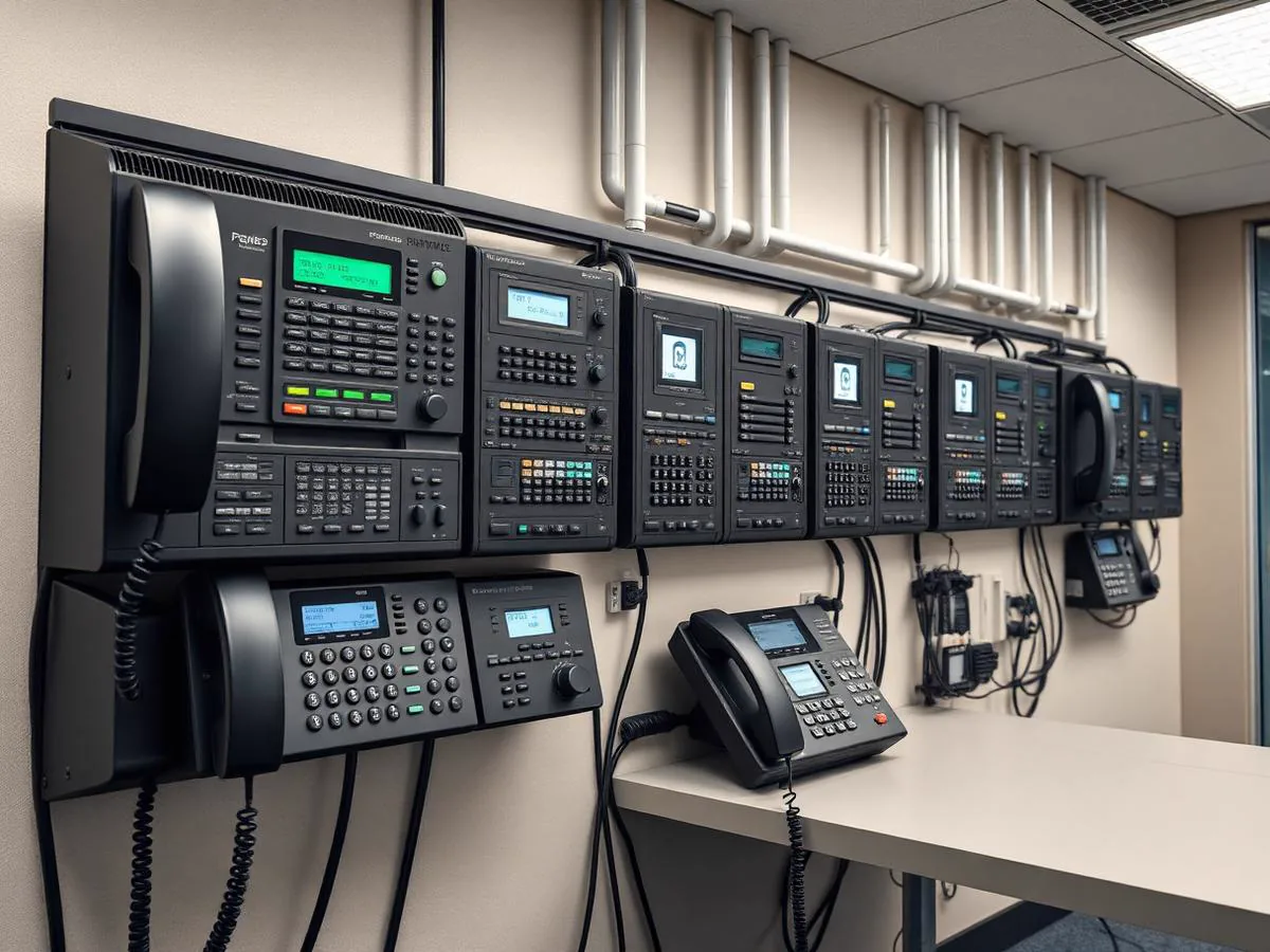 IP PABX voice equipment in an office communications room