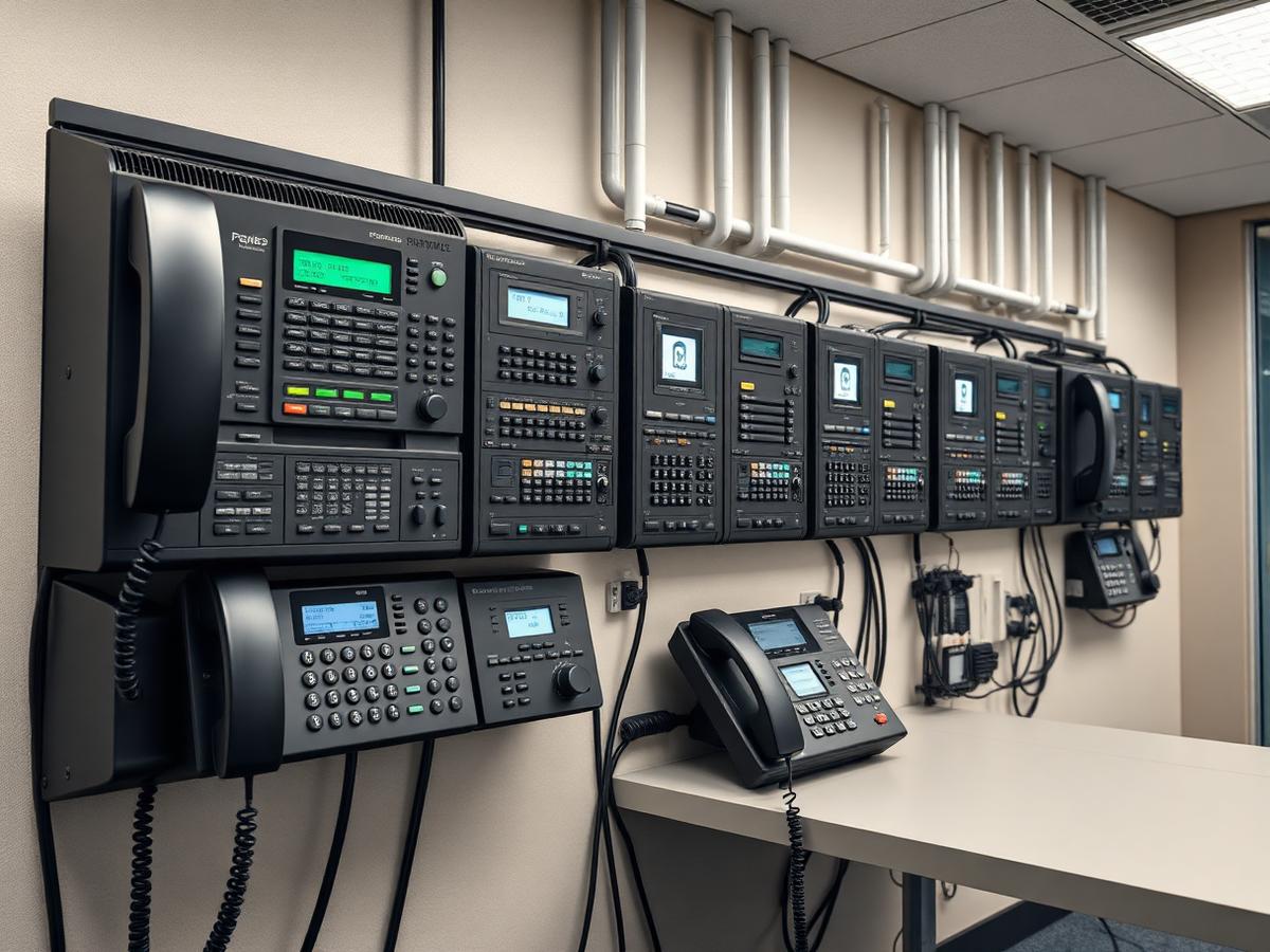 IP PABX voice equipment in an office communications room